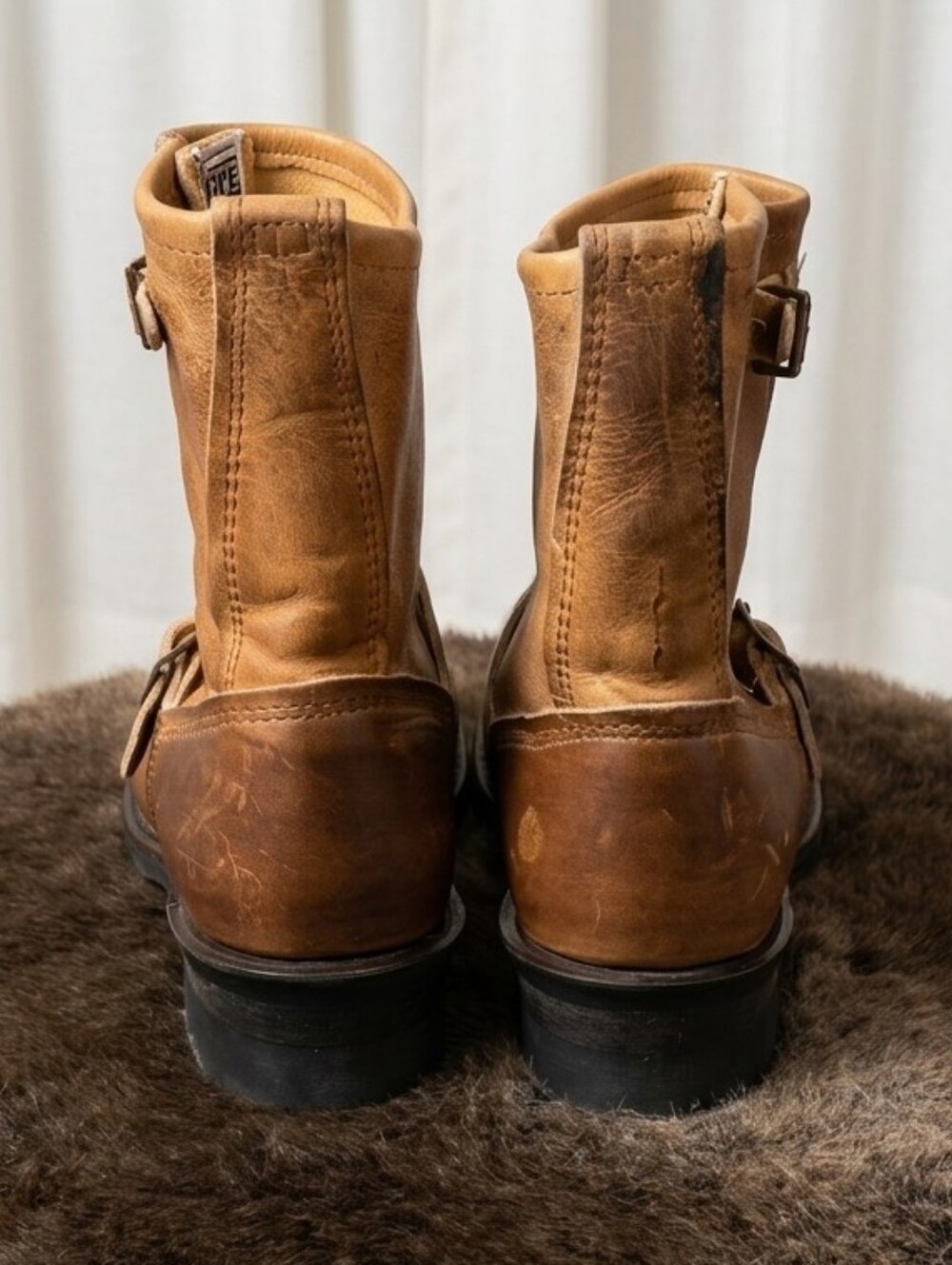 Frye Tan Brown Leather Engineer Boots - Picture 2 of 6